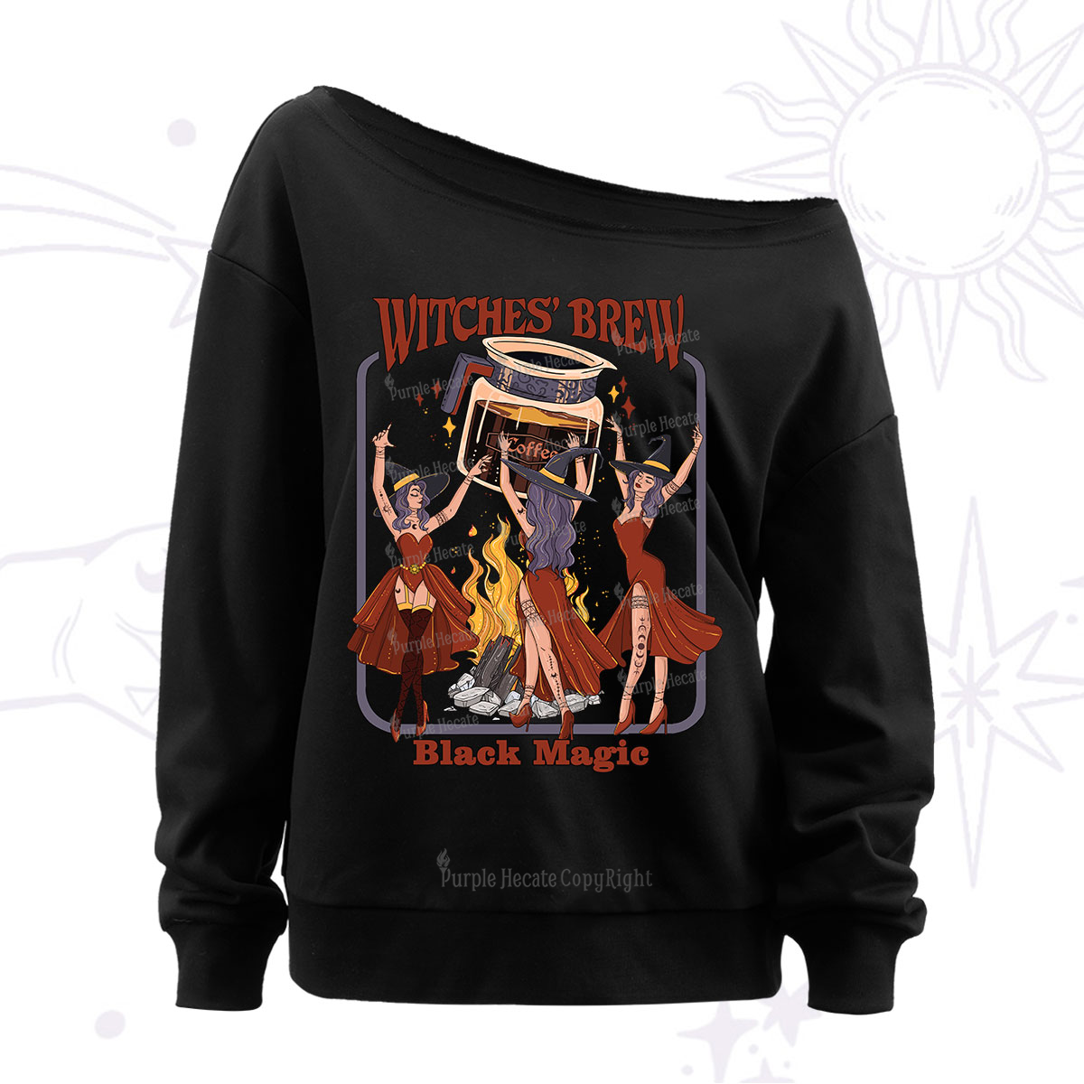 Purplehecate Witches' Brew Off The Shoulder Sweatshirt