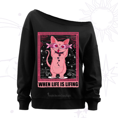 Purplehecate When Life Is Lifting Off The Shoulder Sweatshirt