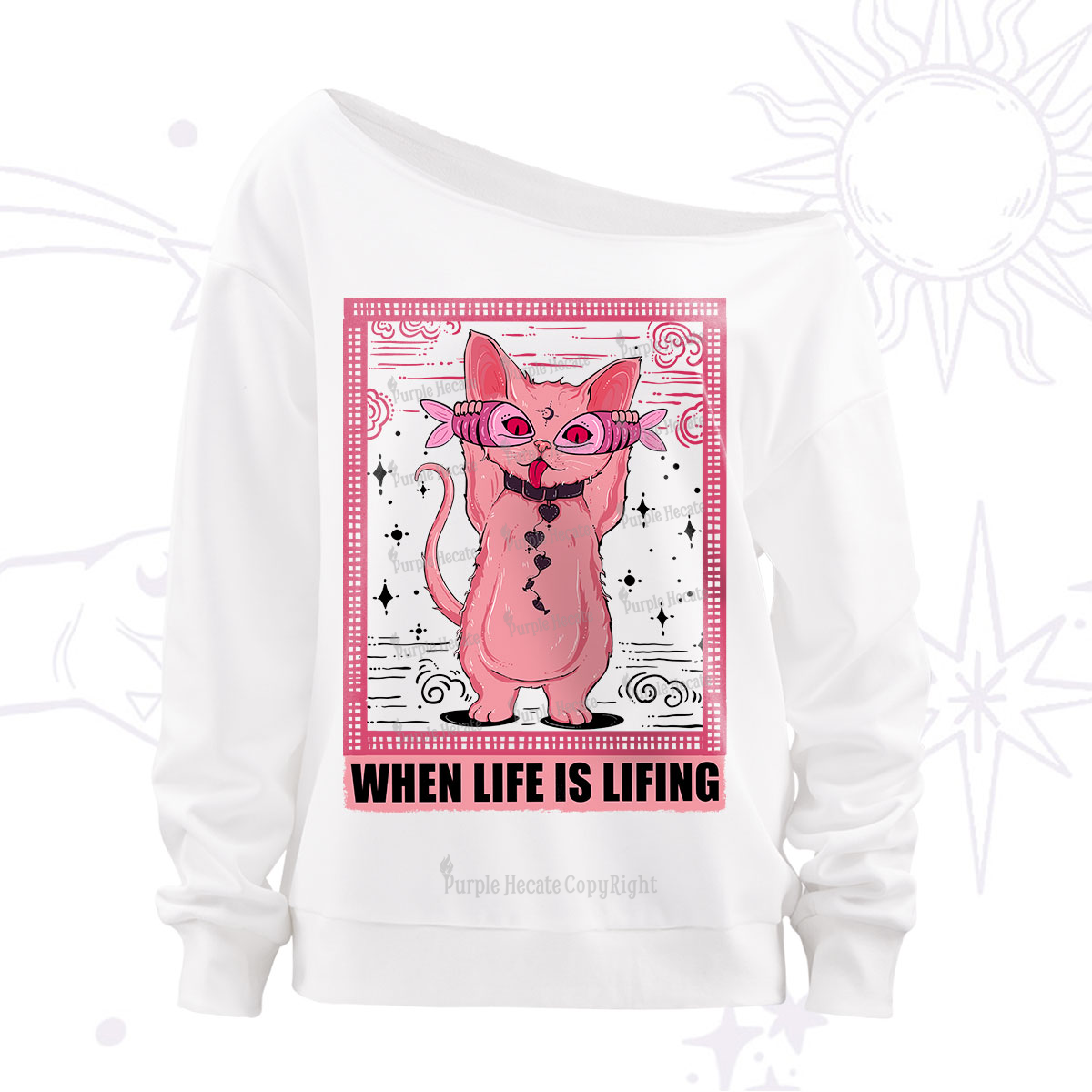 Purplehecate When Life Is Lifting Off The Shoulder Sweatshirt