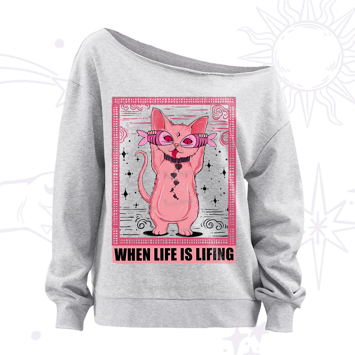Purplehecate When Life Is Lifting Off The Shoulder Sweatshirt