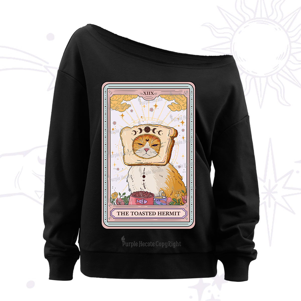 Purplehecate The Toasted Hermit Tarot Off The Shoulder Sweatshirt