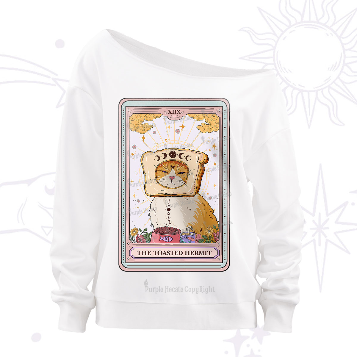Purplehecate The Toasted Hermit Tarot Off The Shoulder Sweatshirt