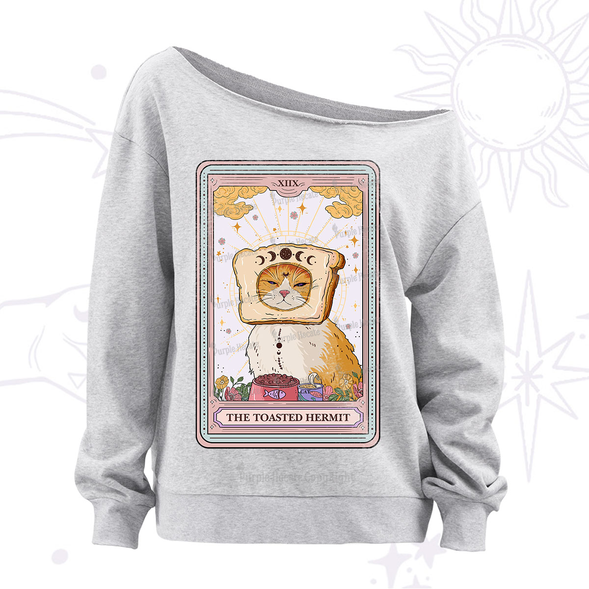 Purplehecate The Toasted Hermit Tarot Off The Shoulder Sweatshirt