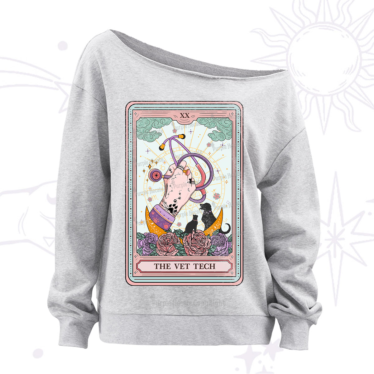 Purplehecate The Vet Tech Tarot Off The Shoulder Sweatshirt