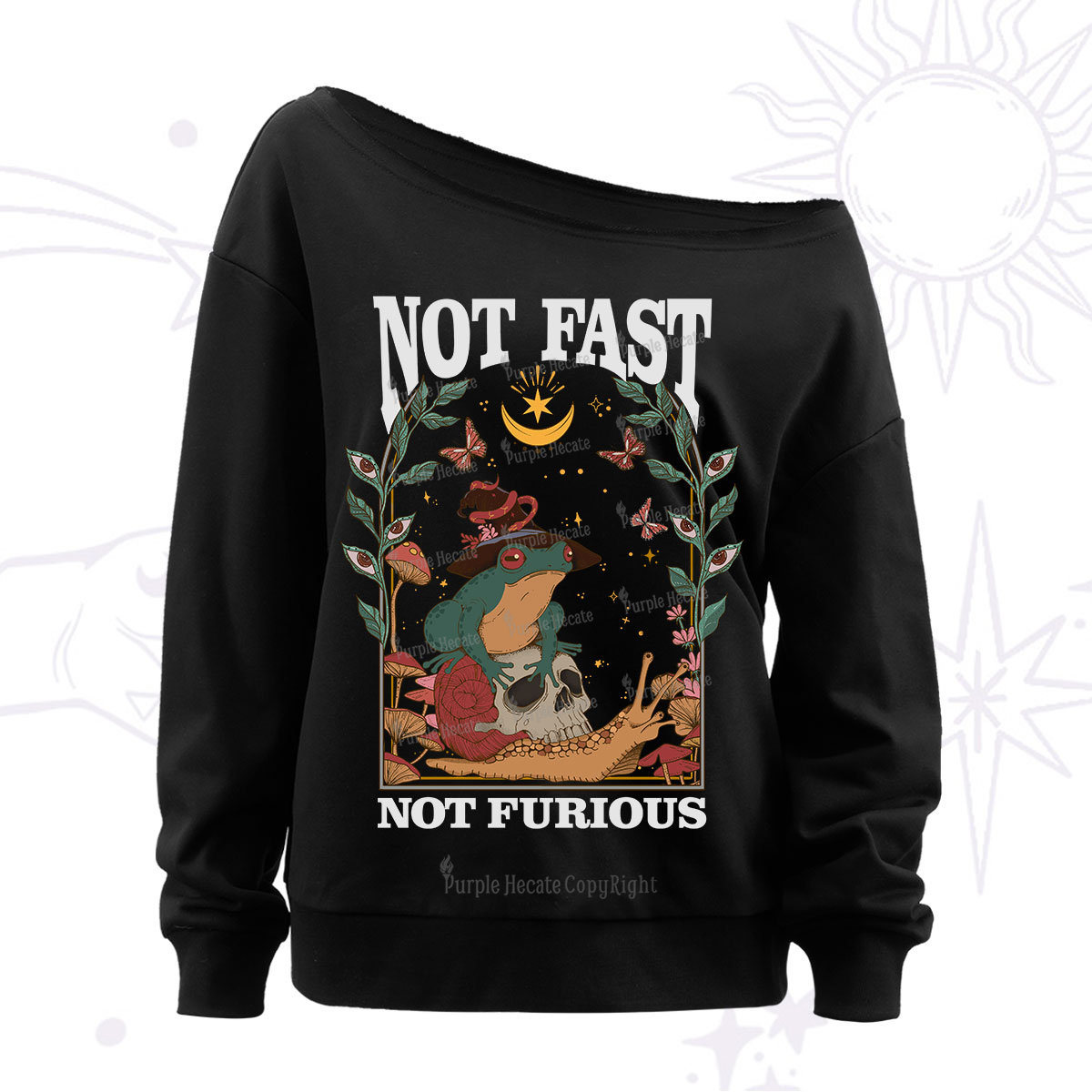 Purplehecate Not Fast Not Furious Off The Shoulder Sweatshirt