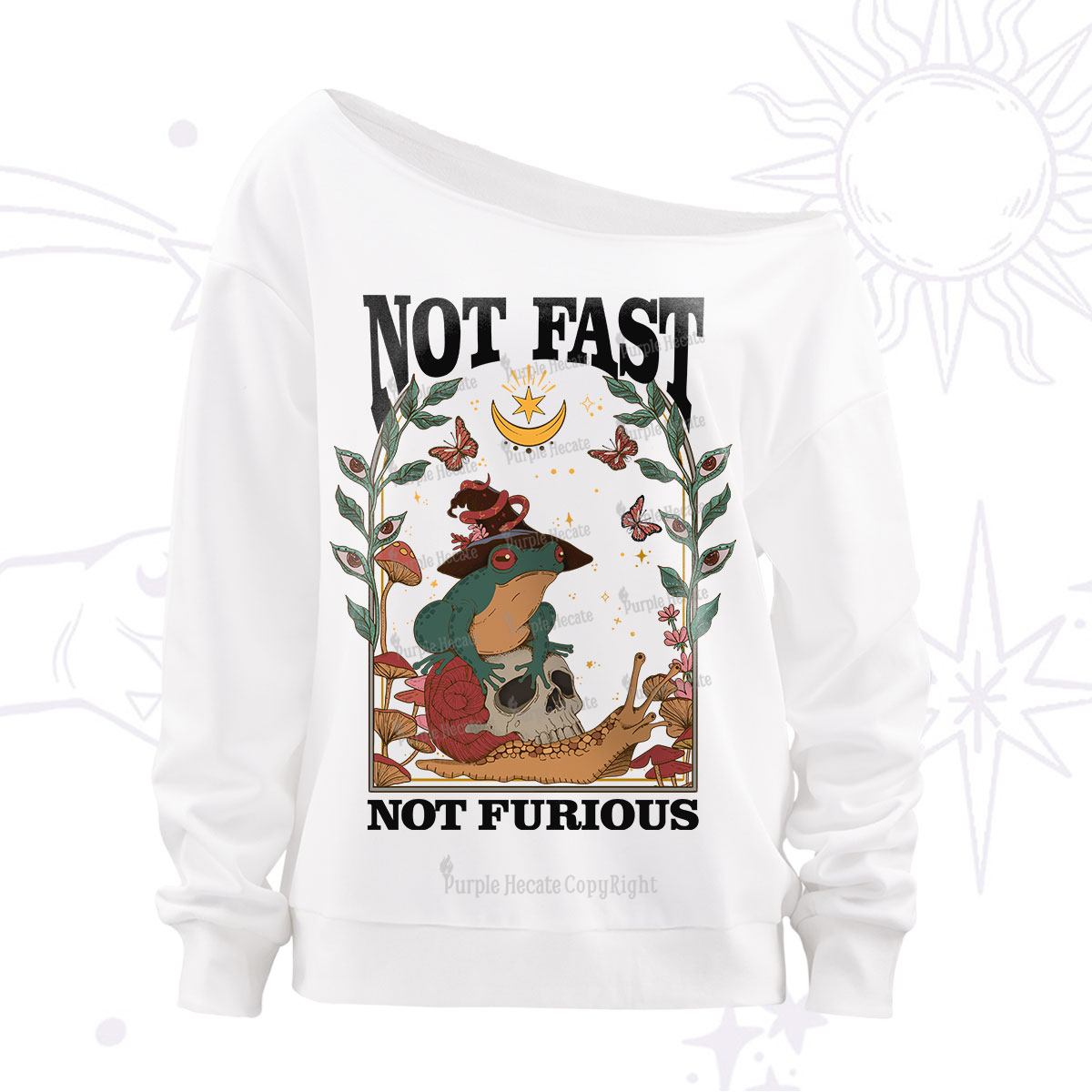 Purplehecate Not Fast Not Furious Off The Shoulder Sweatshirt