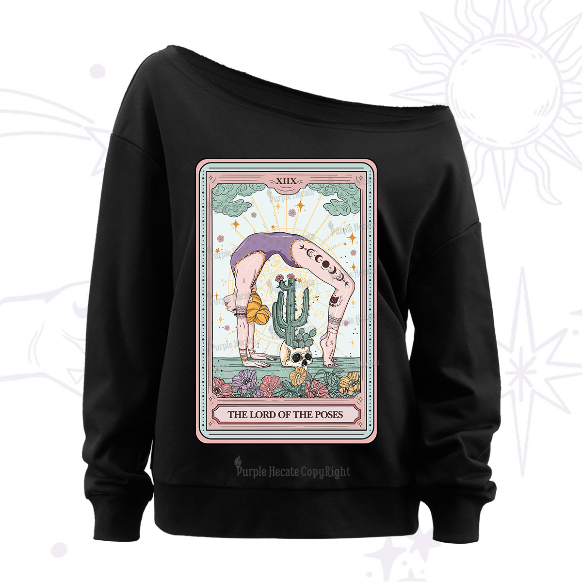 Purplehecate The Lord Of The Poses Tarot Off The Shoulder Sweatshirt
