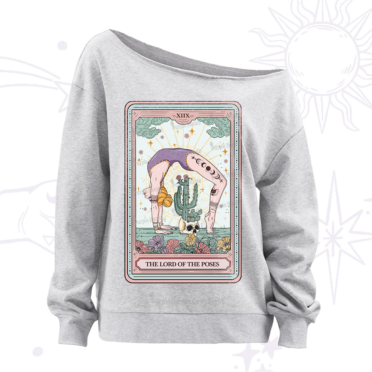 Purplehecate The Lord Of The Poses Tarot Off The Shoulder Sweatshirt