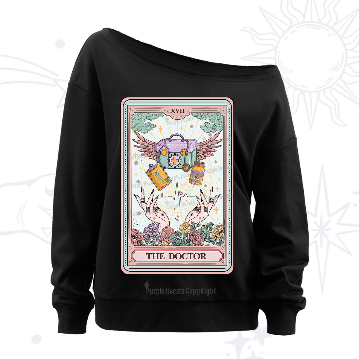 Purplehecate The Doctor Tarot Off The Shoulder Sweatshirt