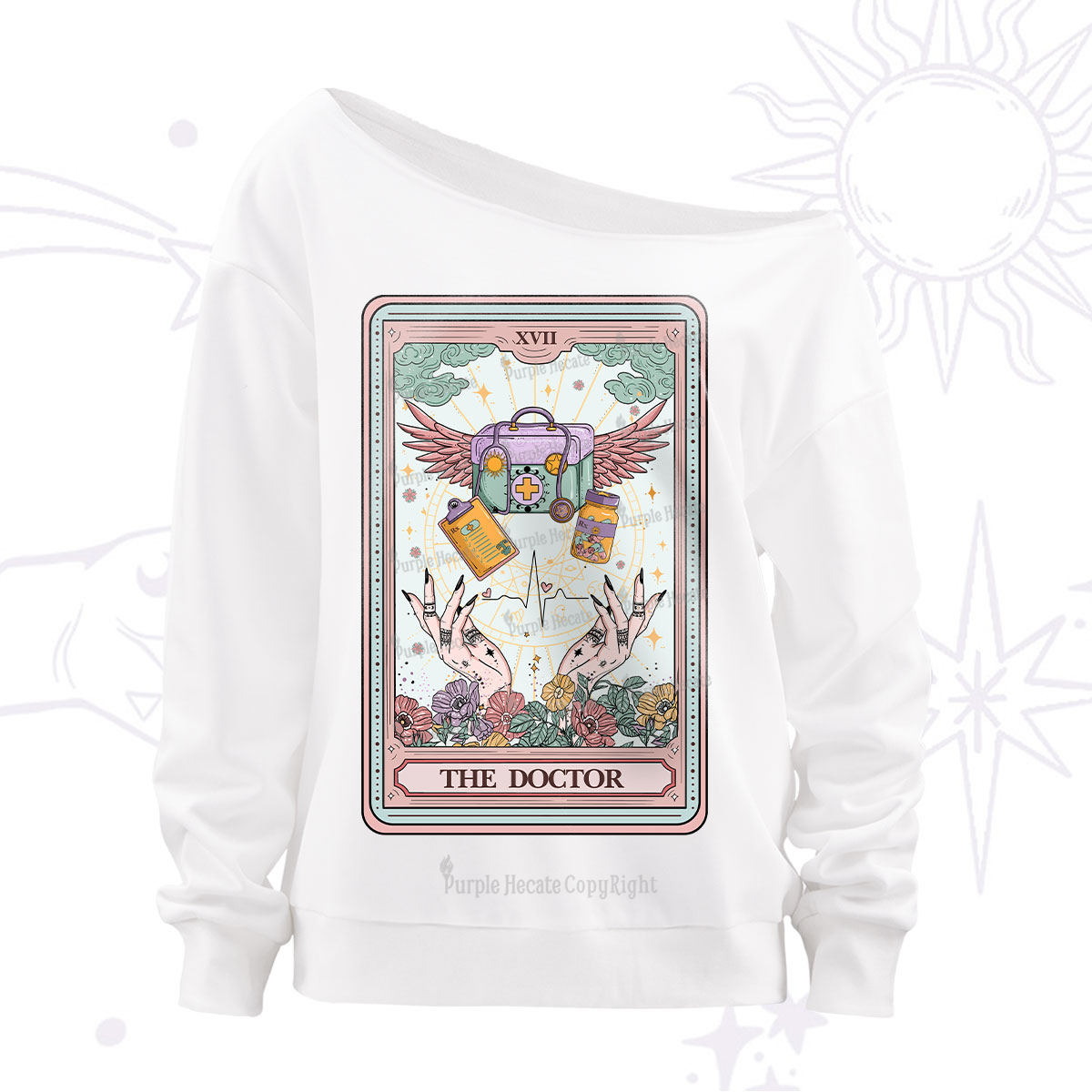 Purplehecate The Doctor Tarot Off The Shoulder Sweatshirt