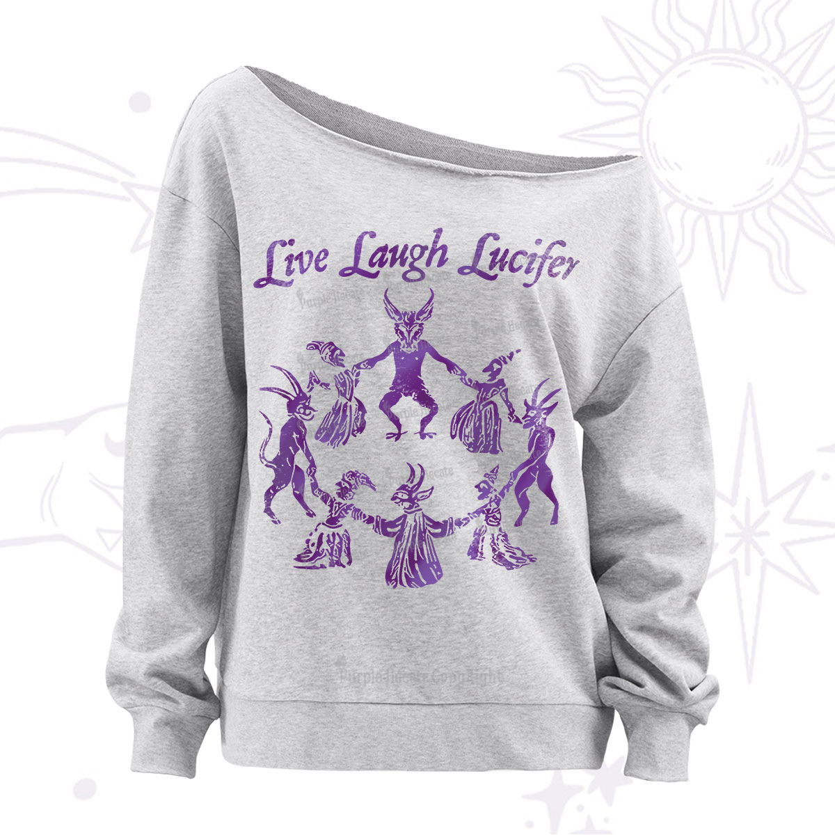 Purplehecate Live Laugh Lucifer Satanic Off The Shoulder Sweatshirt
