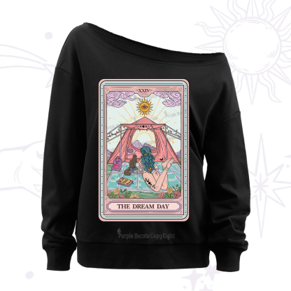 Purplehecate The Dream Day Tarot Off The Shoulder Sweatshirt