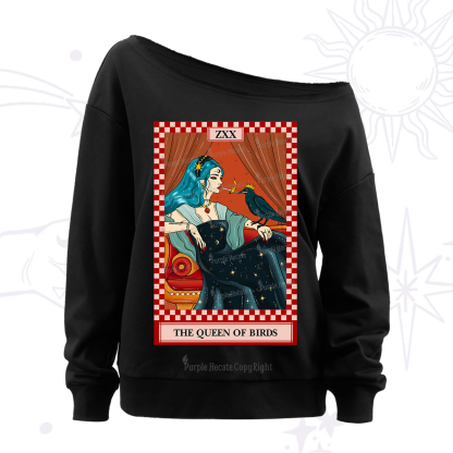 Purplehecate The Queen Of Birds Tarot Off The Shoulder Sweatshirt