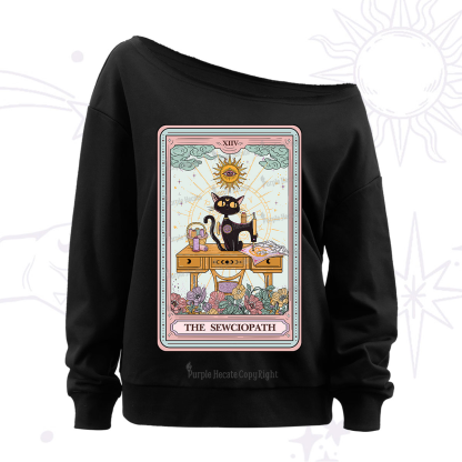 Purplehecate The Sewciopath Tarot Card Off The Shoulder Sweatshirt