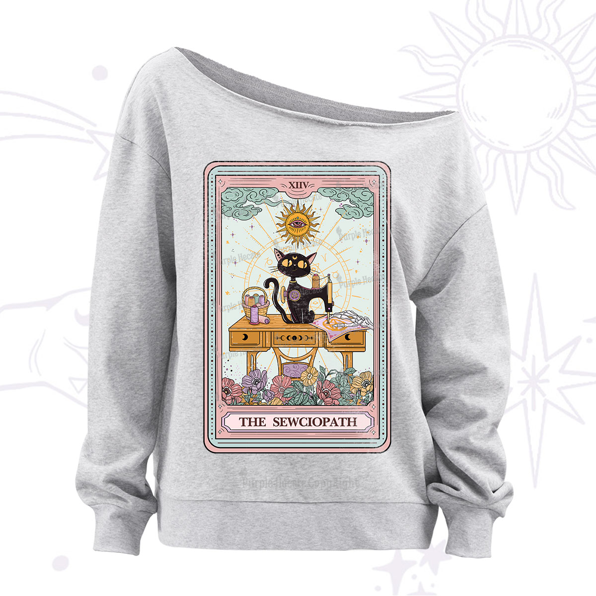 Purplehecate The Sewciopath Tarot Card Off The Shoulder Sweatshirt