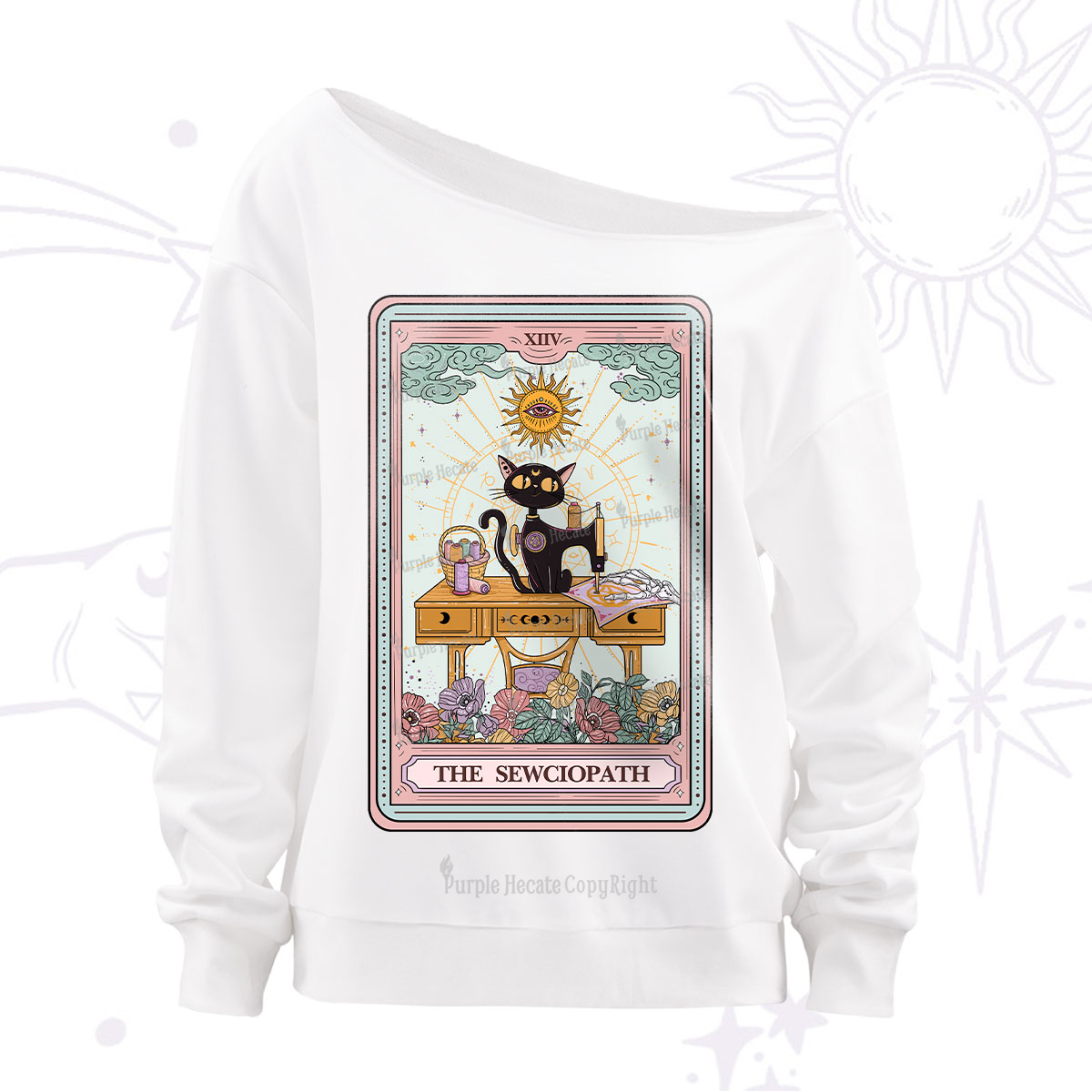 Purplehecate The Sewciopath Tarot Card Off The Shoulder Sweatshirt