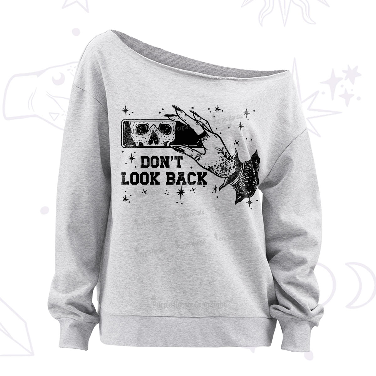 Purplehecate Don't Look Back Off The Shoulder Sweatshirt