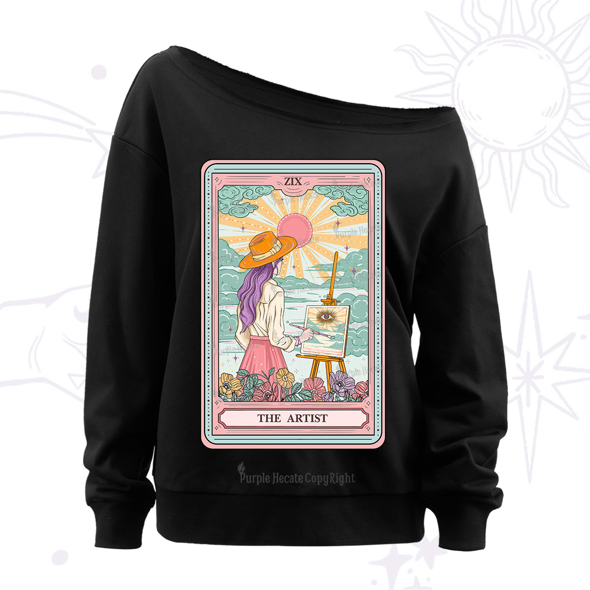 Purplehecate The Artist Tarot Off The Shoulder Sweatshirt