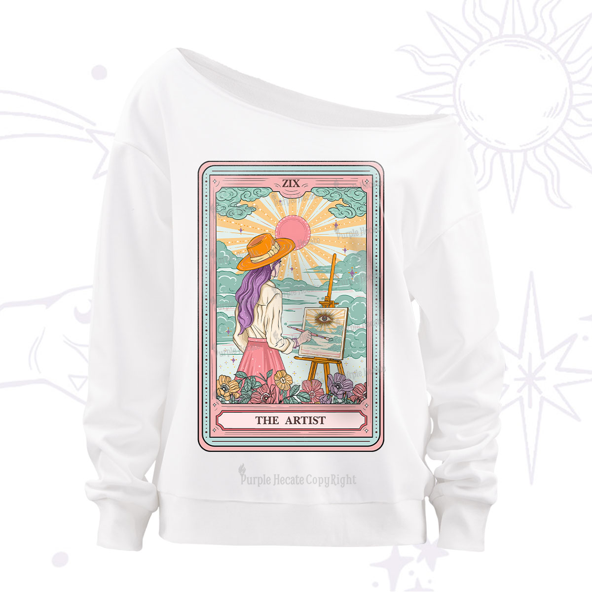 Purplehecate The Artist Tarot Off The Shoulder Sweatshirt