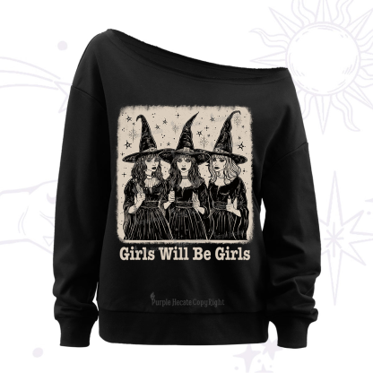 Purplehecate Girls Will Be Girls Off The Shoulder Sweatshirt