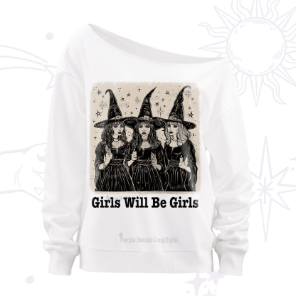 Purplehecate Girls Will Be Girls Off The Shoulder Sweatshirt