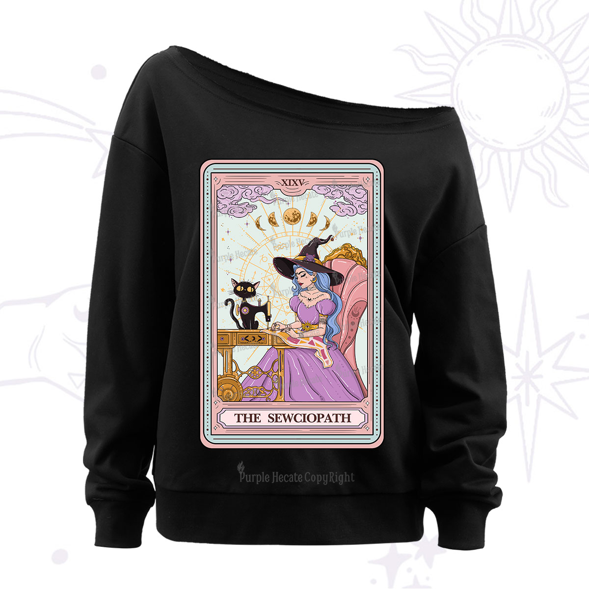 Purplehecate The Sewciopath Tarot Off The Shoulder Sweatshirt