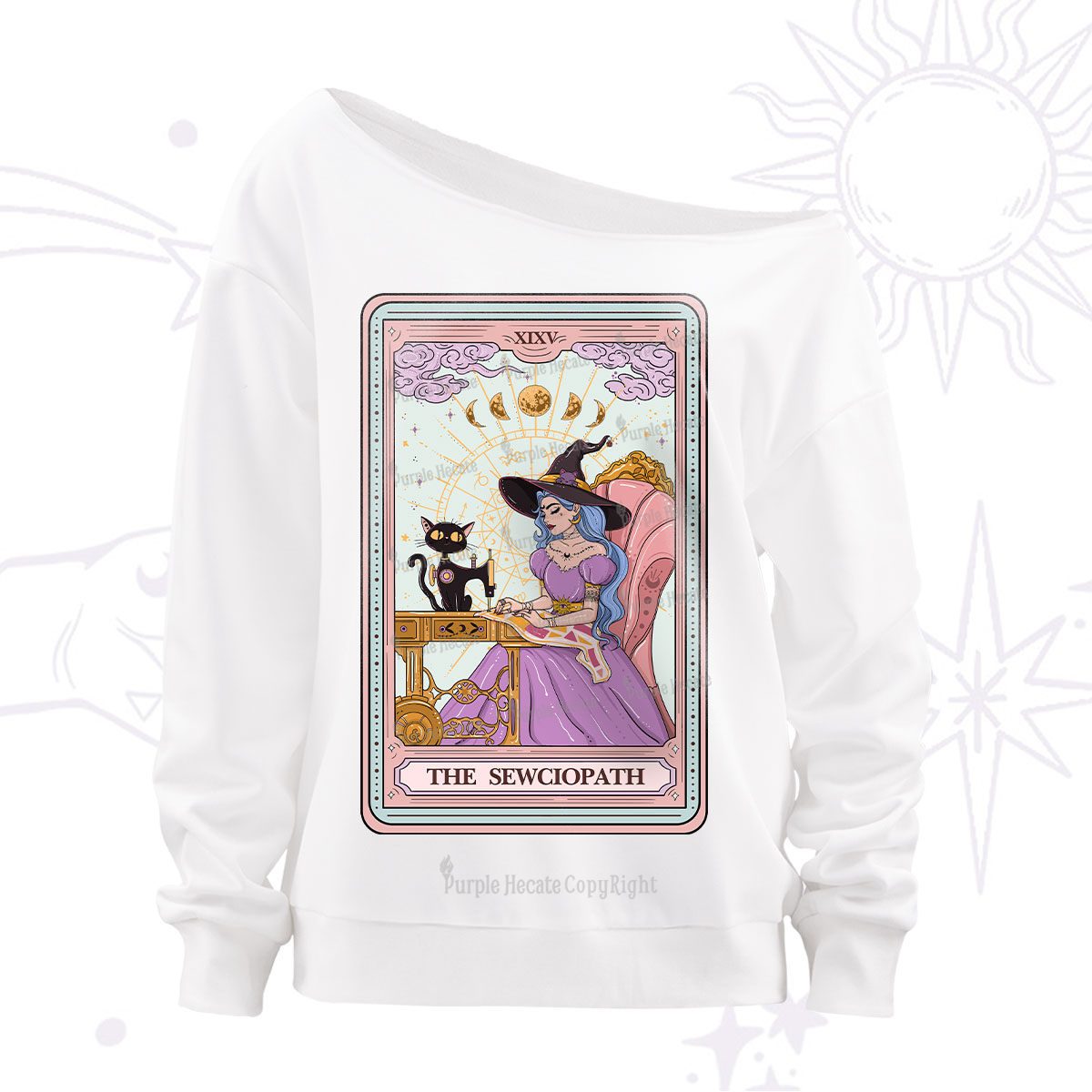 Purplehecate The Sewciopath Tarot Off The Shoulder Sweatshirt