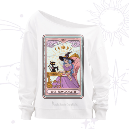 Purplehecate The Sewciopath Tarot Off The Shoulder Sweatshirt