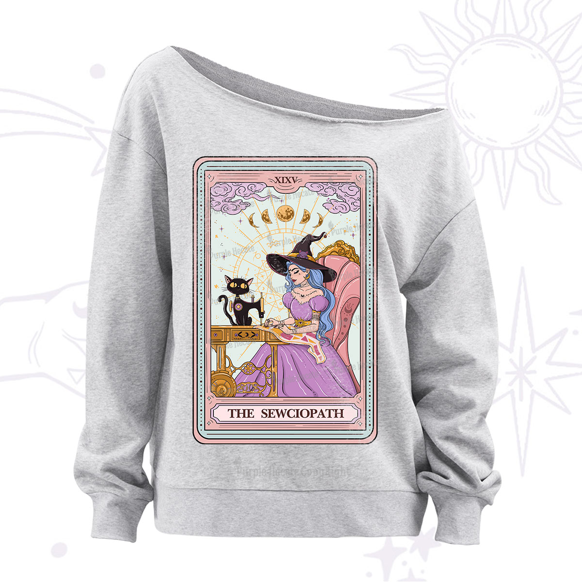 Purplehecate The Sewciopath Tarot Off The Shoulder Sweatshirt