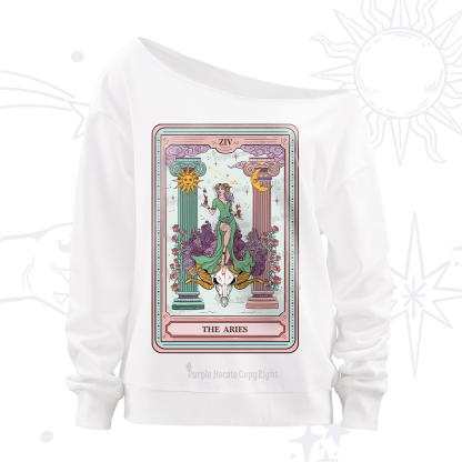 Purplehecate The Aries Goddess Tarot Off The Shoulder Sweatshirt