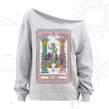 Purplehecate The Aries Goddess Tarot Off The Shoulder Sweatshirt