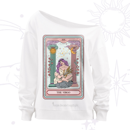 Purplehecate The Virgo Goddess Tarot Off The Shoulder Sweatshirt