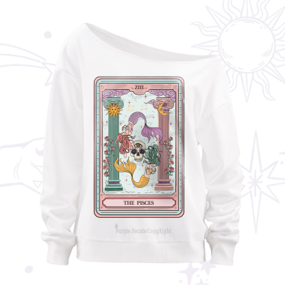Purplehecate The Pisces Goddess Tarot Off The Shoulder Sweatshirt