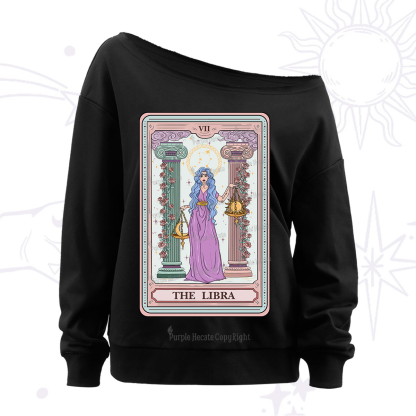 Purplehecate The Libra Goddess Tarot Off The Shoulder Sweatshirt