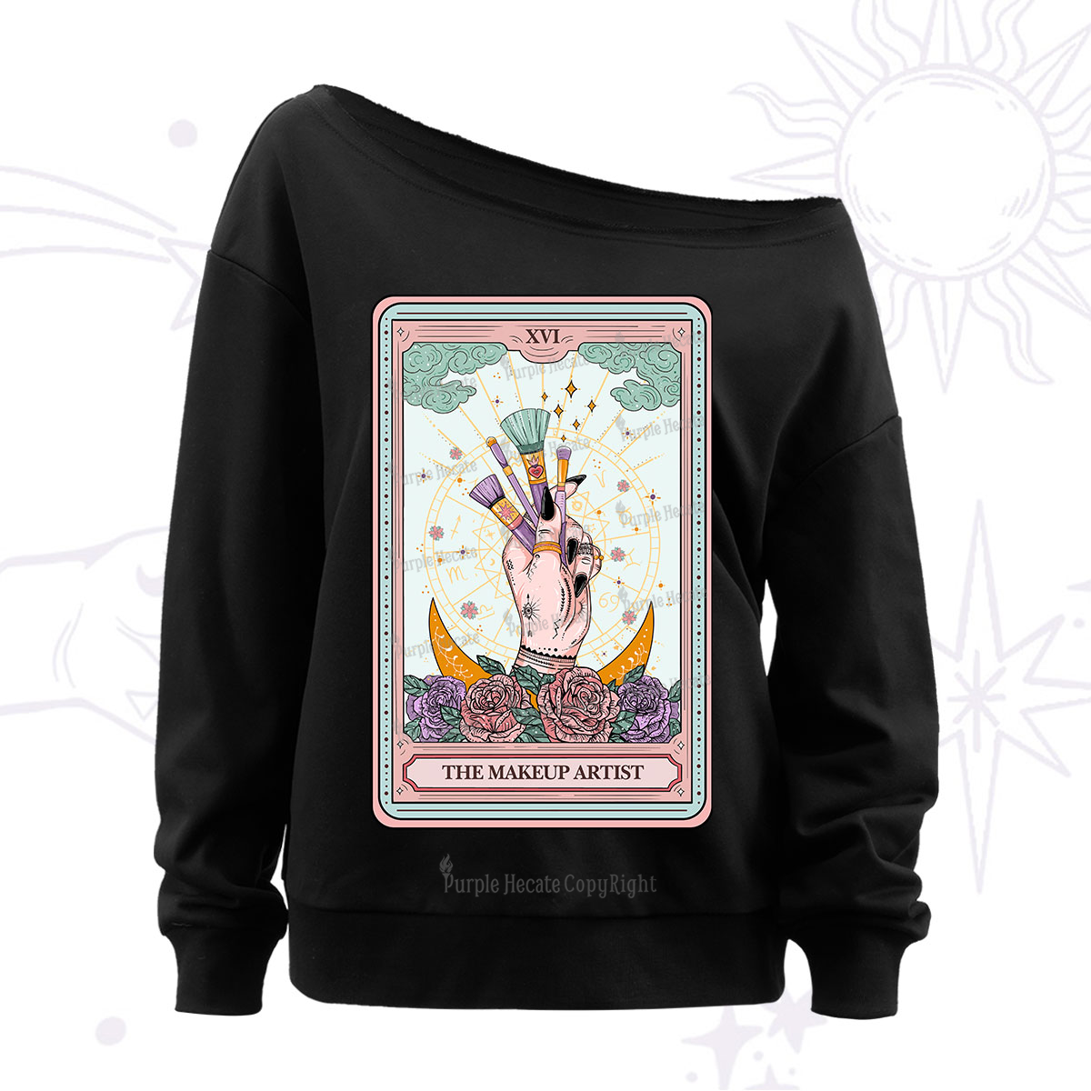 Purplehecate The Makeup Artist Life Tarot Off The Shoulder Sweatshirt