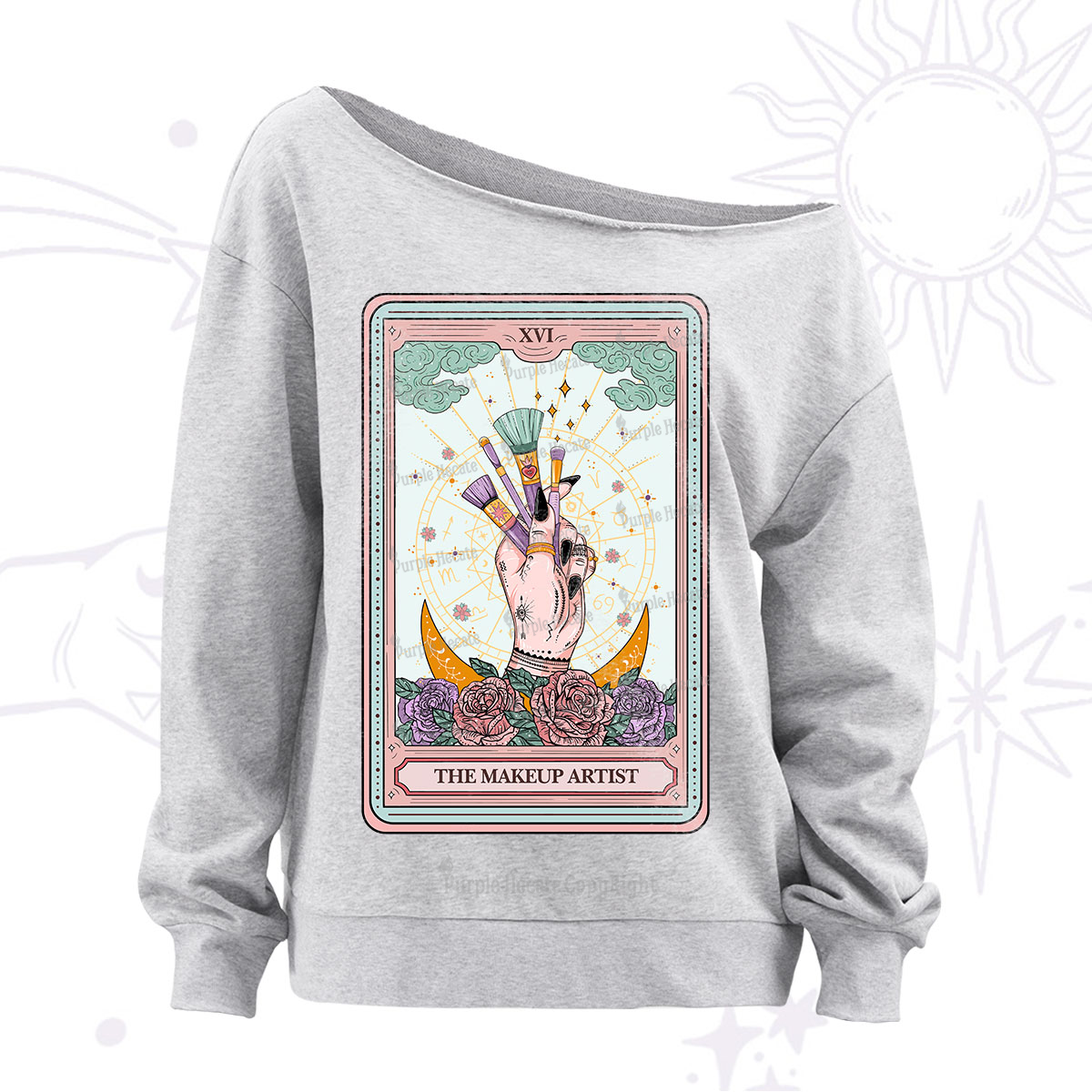 Purplehecate The Makeup Artist Life Tarot Off The Shoulder Sweatshirt