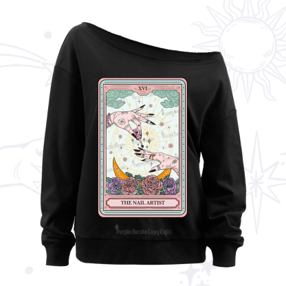 Purplehecate The Nail Artist Tarot Off The Shoulder Sweatshirt