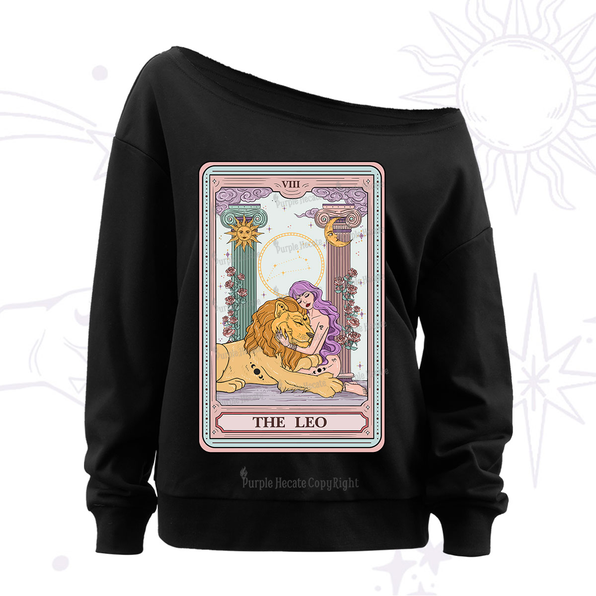 Purplehecate The Leo Goddess Tarot Off The Shoulder Sweatshirt