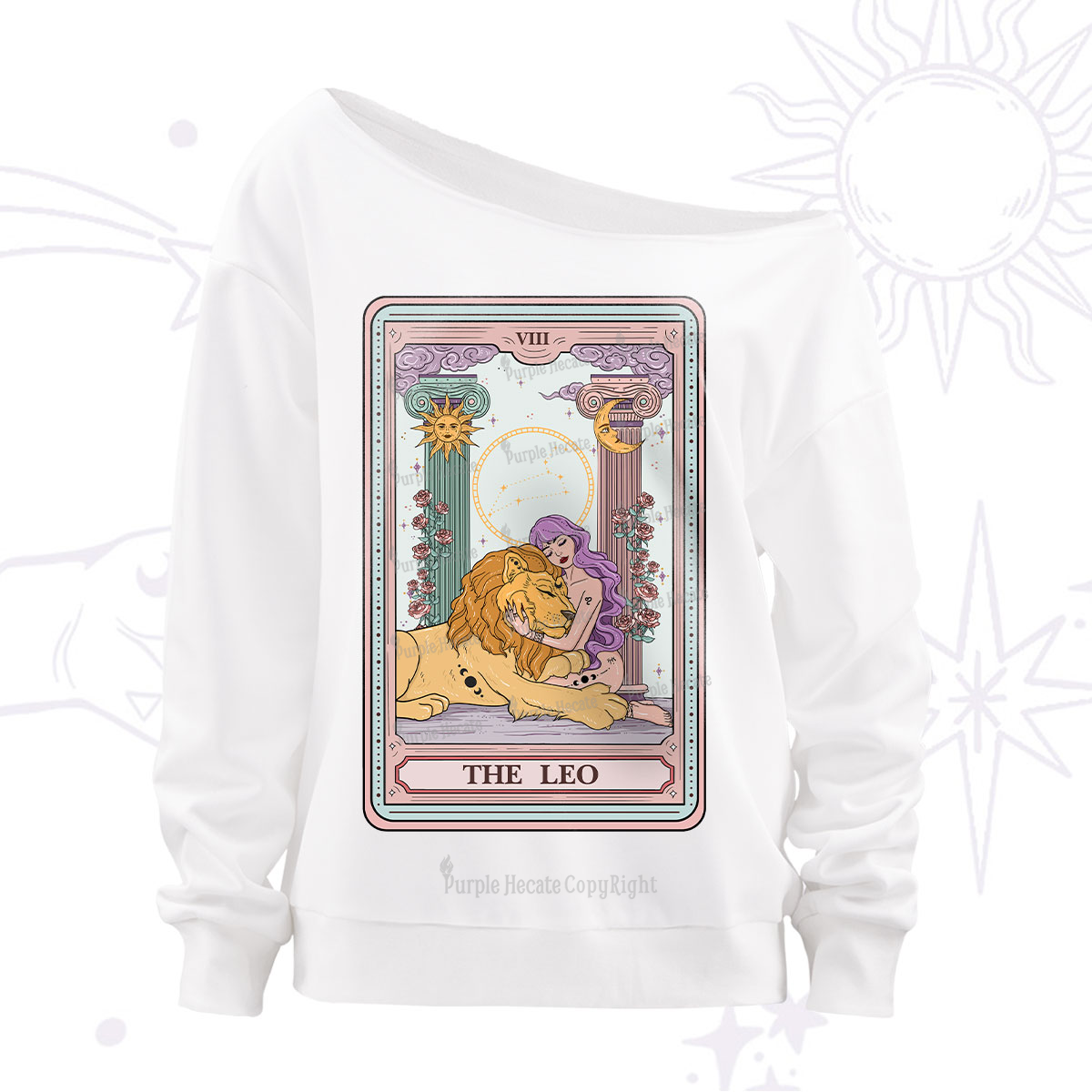 Purplehecate The Leo Goddess Tarot Off The Shoulder Sweatshirt