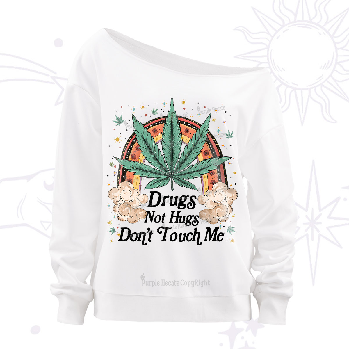 Purplehecate Drugs Not Hugs Off The Shoulder Sweatshirt