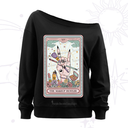Purplehecate The Makeup Hustler Tarot Off The Shoulder Sweatshirt
