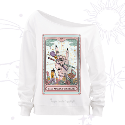 Purplehecate The Makeup Hustler Tarot Off The Shoulder Sweatshirt