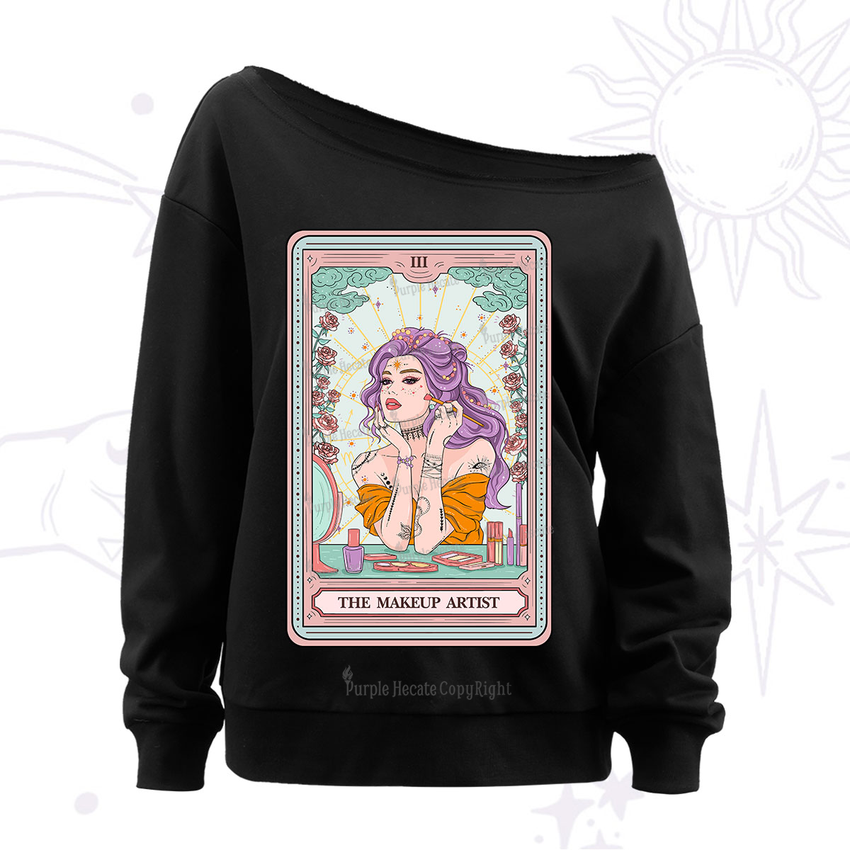 Purplehecate The Makeup Artist Tarot Off The Shoulder Sweatshirt