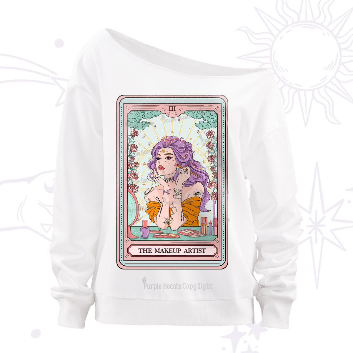Purplehecate The Makeup Artist Tarot Off The Shoulder Sweatshirt