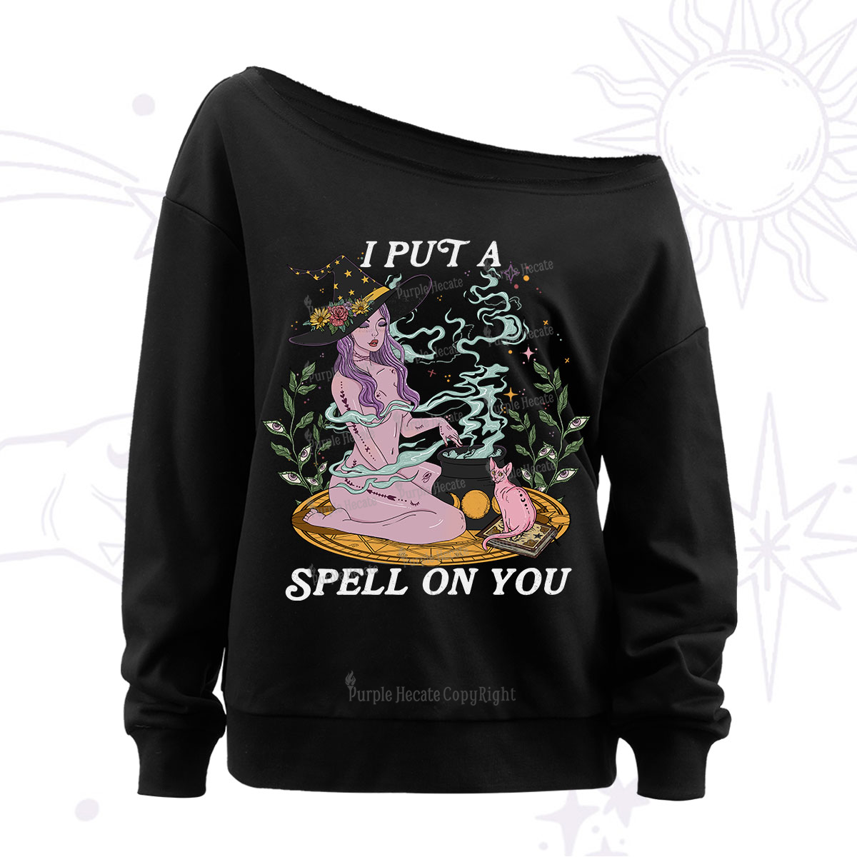 Purplehecate I Put A Spell On You Off The Shoulder Sweatshirt