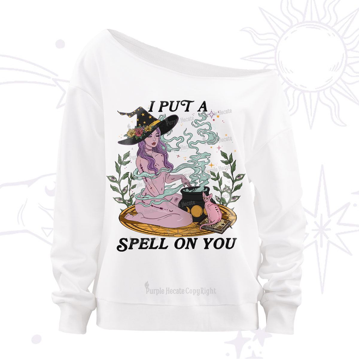 Purplehecate I Put A Spell On You Off The Shoulder Sweatshirt