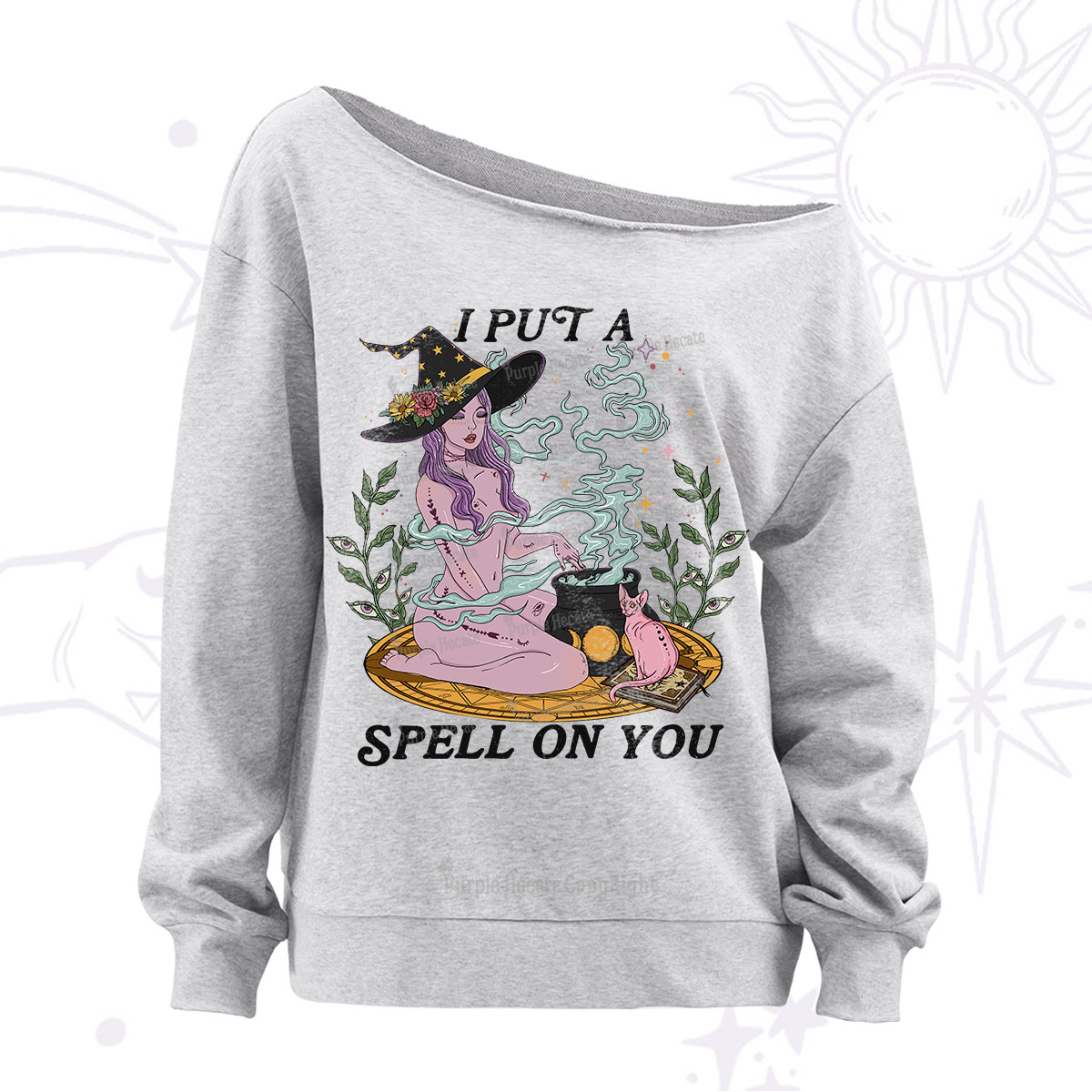 Purplehecate I Put A Spell On You Off The Shoulder Sweatshirt