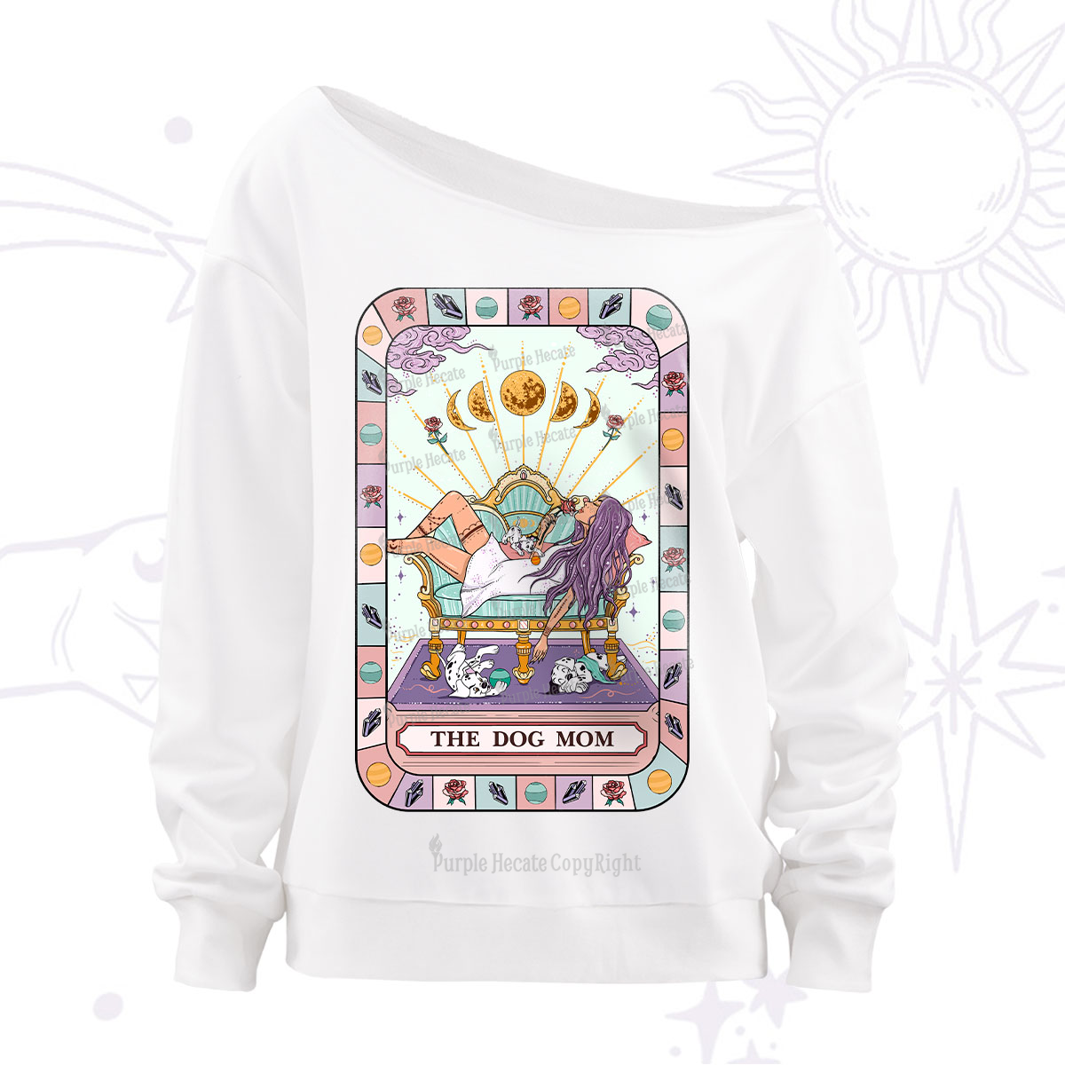 Purplehecate The Chill Dog Mom Off The Shoulder Sweatshirt