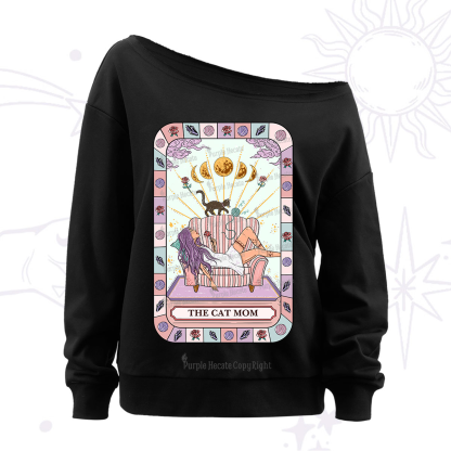 Purplehecate The Chill Cat Mom Off The Shoulder Sweatshirt