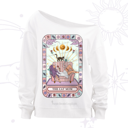 Purplehecate The Chill Cat Mom Off The Shoulder Sweatshirt